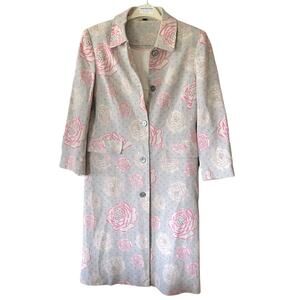 Boden coat. Long linen lined floral rose spring overcoat. US size 10